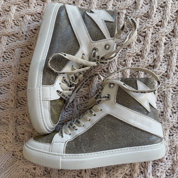 NWOB - ZV1747 High Flash Sneakers Size 39 Hightops Silver...